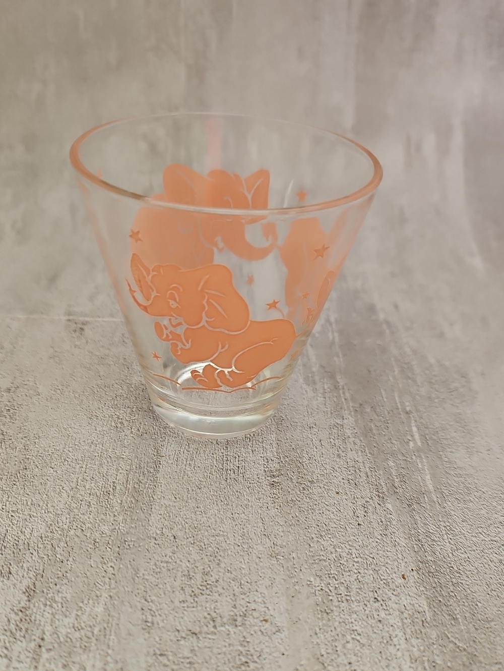 Vintage MCM Pink Elephant Shot Glass Flared Whiskey Tumbler Hazel Atlas